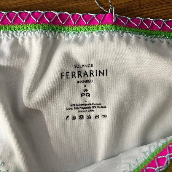 PQ Swim X Solange Ferrarini Crochet Trim Full Bikini bottoms green multi - L - Picture 10 of 11